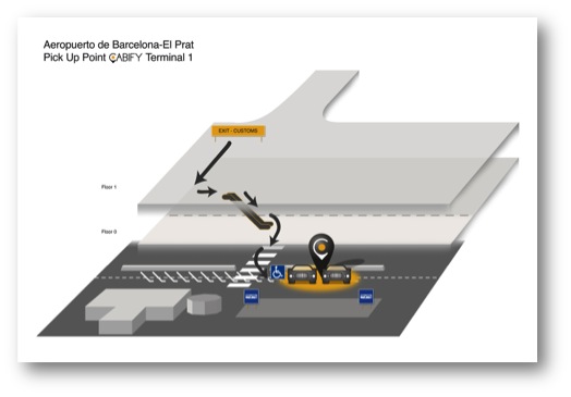 Cabify’s airport pick up points (BCN)