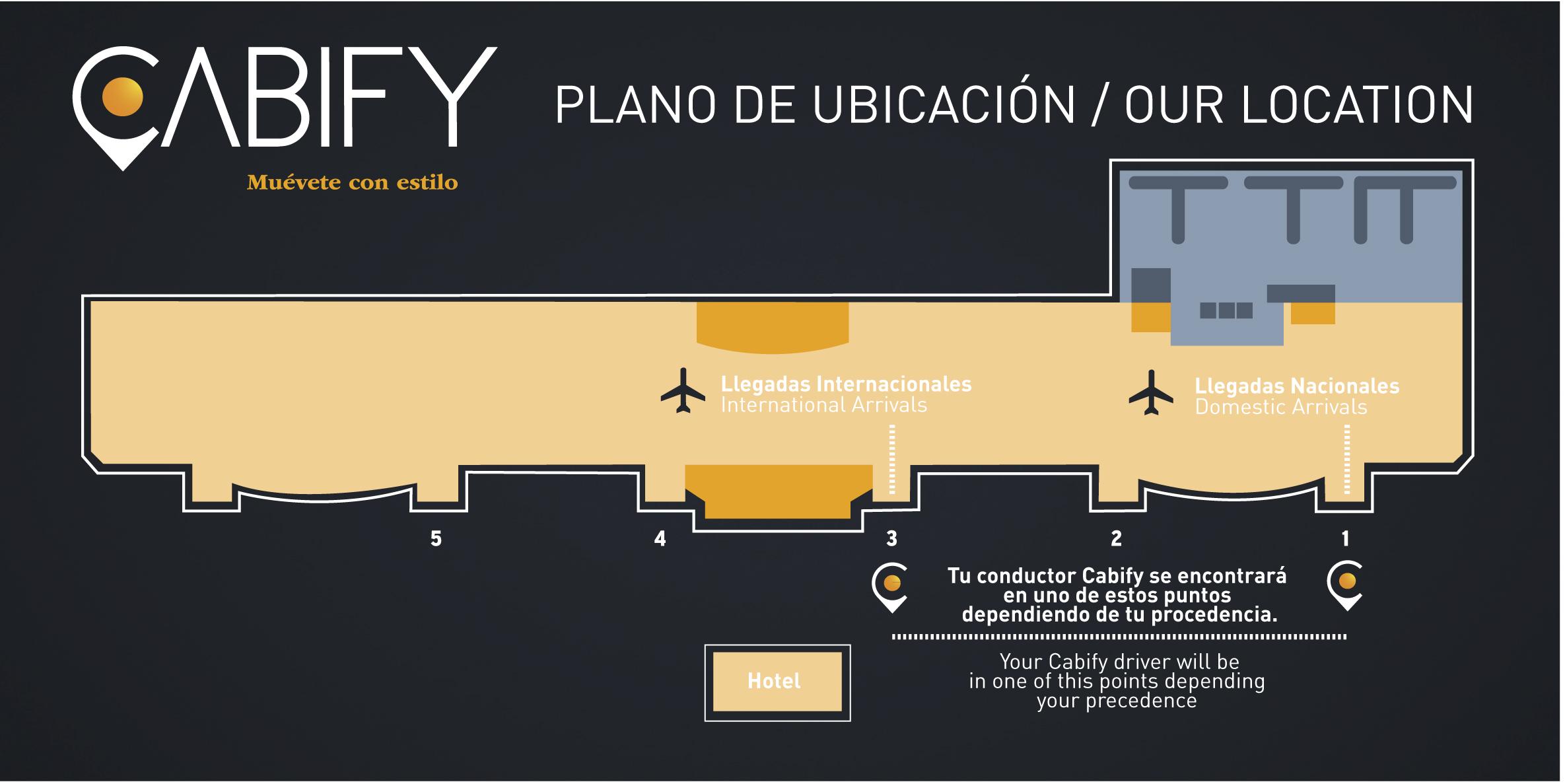 Puntos de encuentro Cabify en el aeropuerto (SANTIAGO DE CHILE)